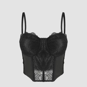 Floral lace corset tank top